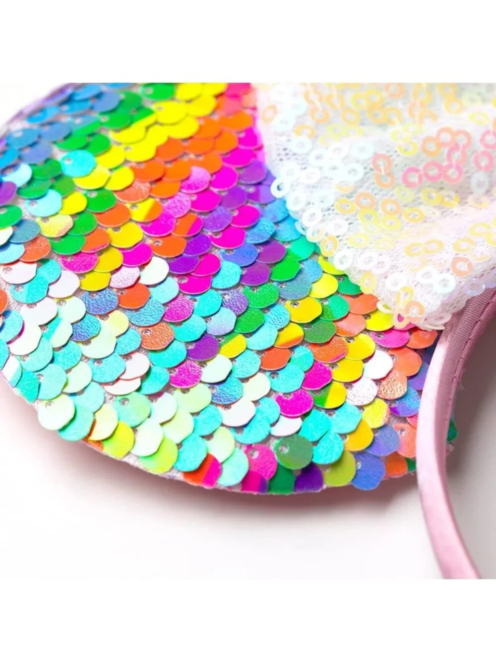 Women Sequin Rainbow Shiny Bow Mickey Mouse Hair Headband For Cosplay